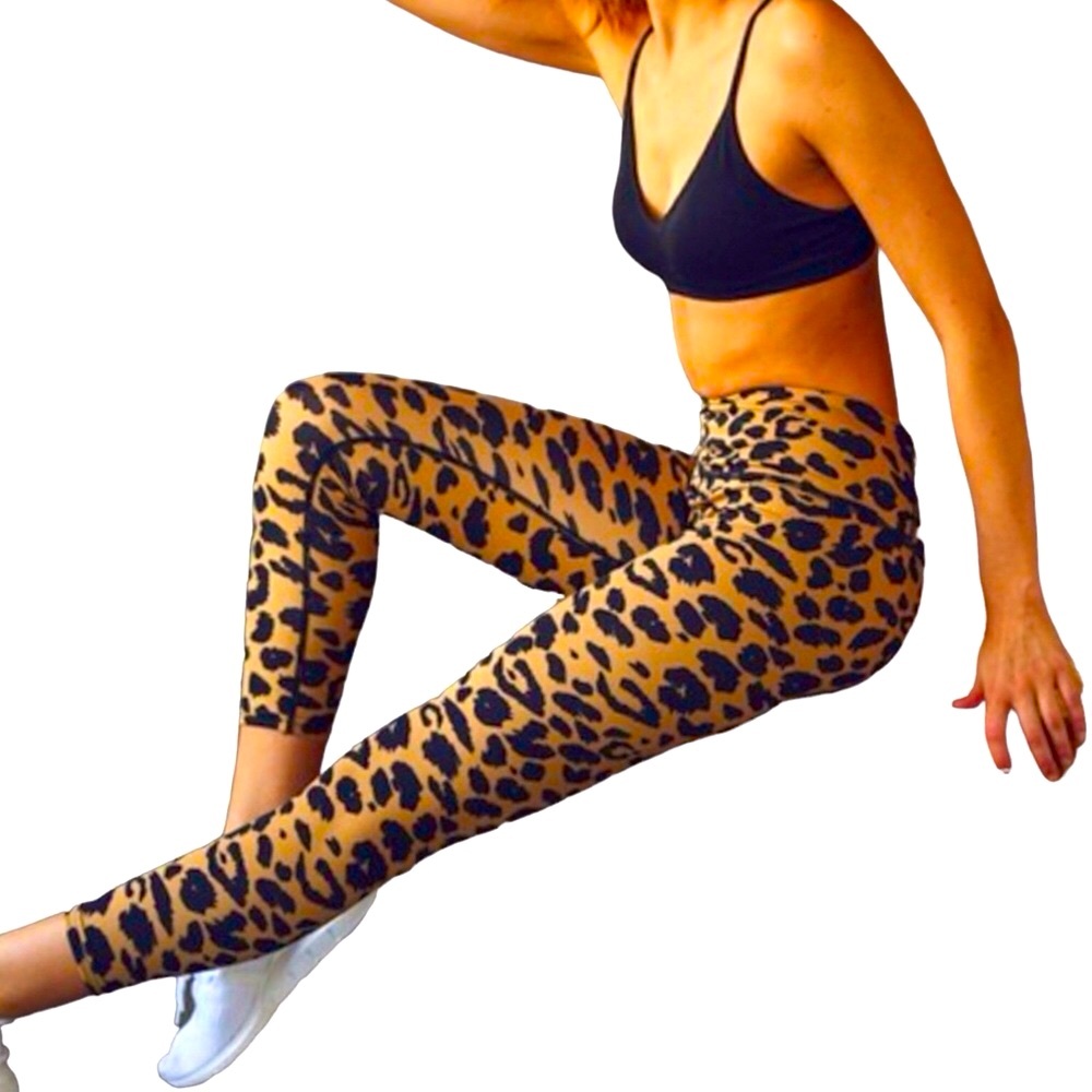 Kimberly Leopard Print High Waist Leggings Women Color Black & Tan S